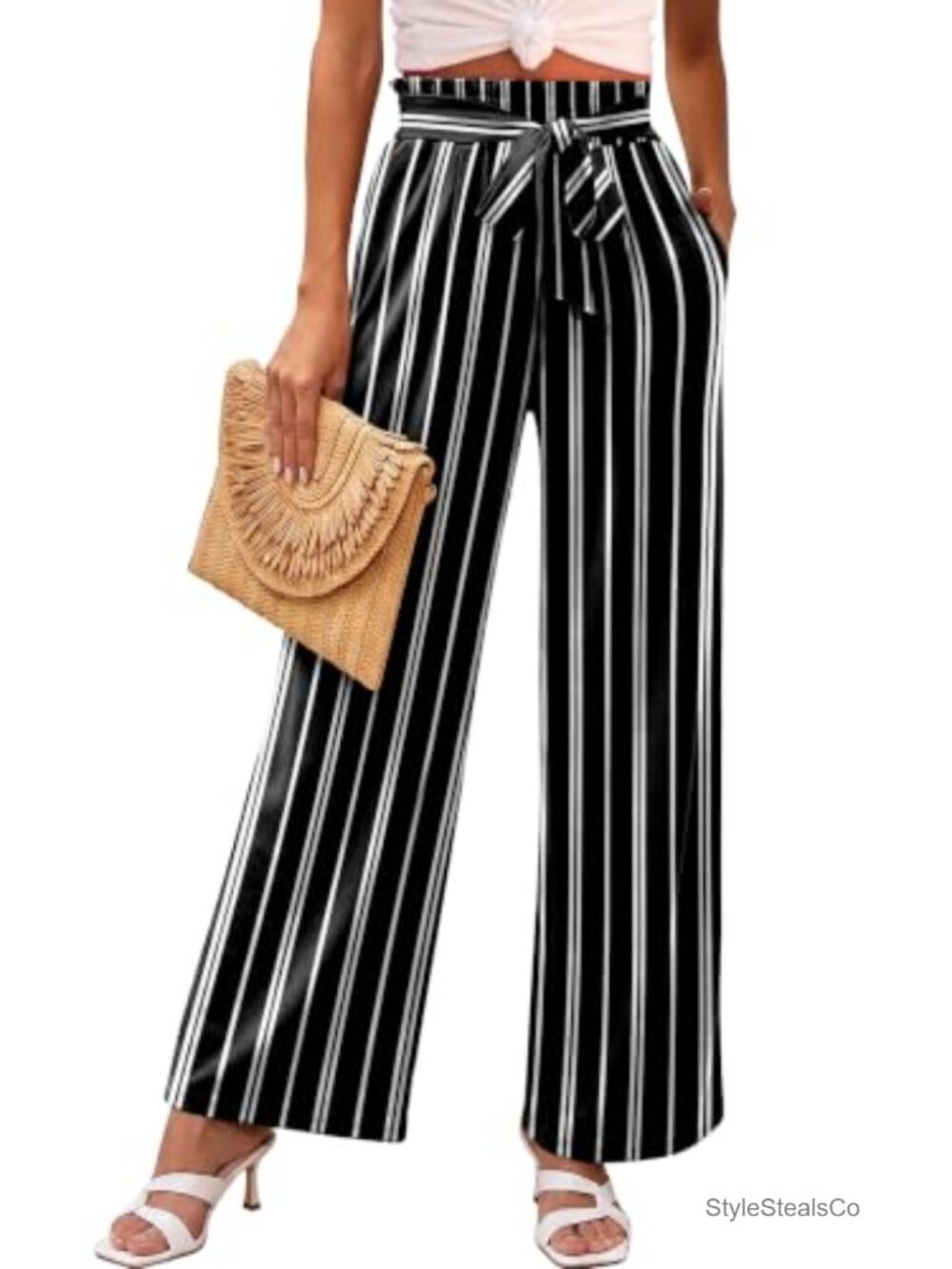 Women's Wide Leg Palazzo Pants with Pockets Lightweight High Rise Flowy Trousers
